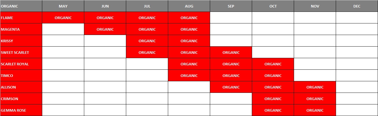california organic red grapes schedule